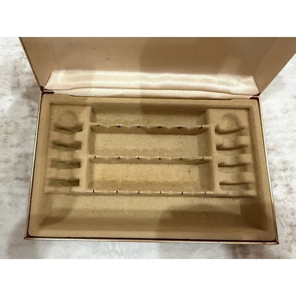 Vintage Mele Travel Jewelry Box Clamshell Velvet Earring Ring Organizer Rust Red